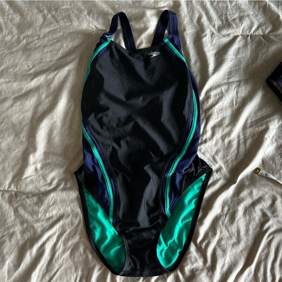 Speedo Swim One-Piece Swimsuit - Black and Green - Picture 1 of 11